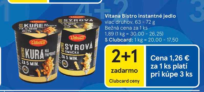 Vitana Bistro instantné jedlo viac druhov, 63-72 g 