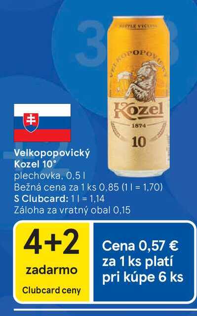Velkopopovický Kozel 10° plechovka, 0.5l