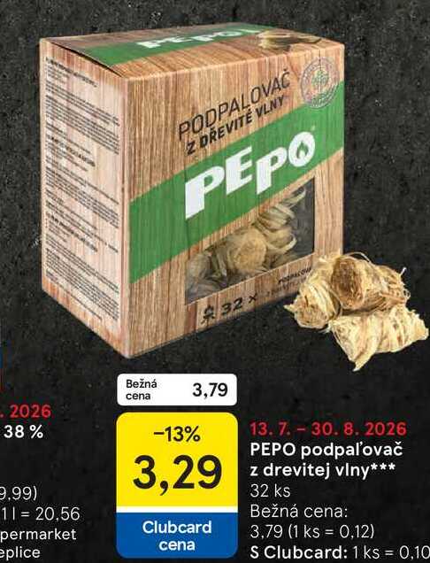 PEPO podpaľovač z drevitej vlny 32 ks