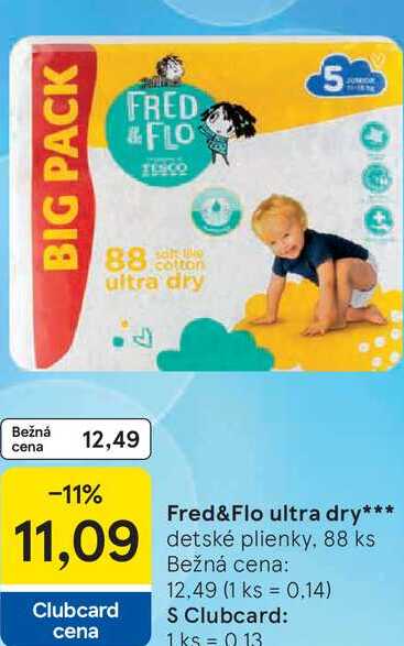 Fred&Flo ultra dry detské plienky, 88 ks 