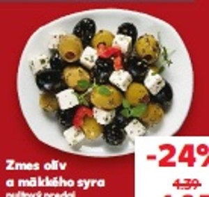 Zmes olív a mäkkého syra