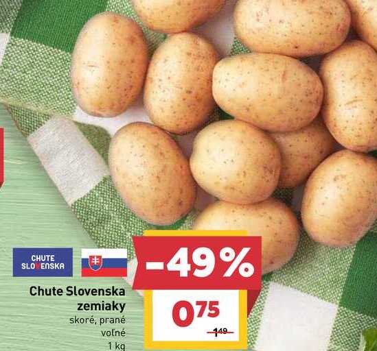 Chute Slovenska zemiaky skoré, prané voľné 1 kg