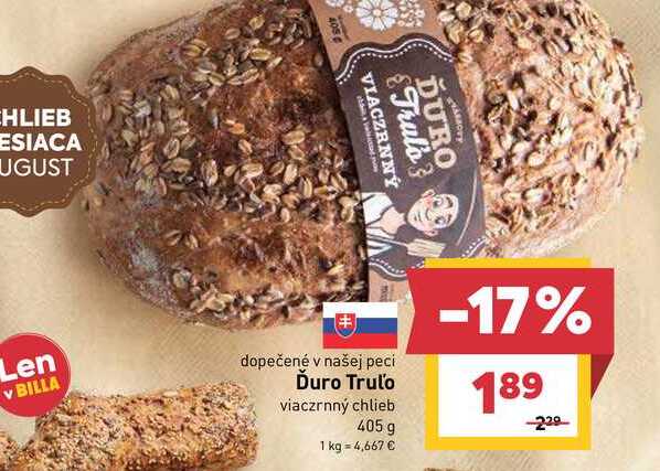 Ďuro Trulo viaczrnný chlieb 405 g  v akcii