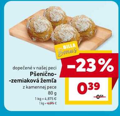 Pšenično-zemiaková žemľa z kamennej pece 80 g 