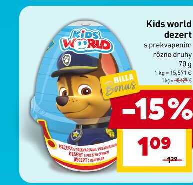 Kids world dezert s prekvapením rôzne druhy 70 g