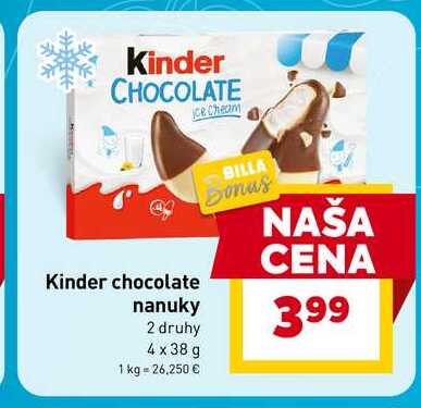 Kinder chocolate nanuky 2 druhy 4 x 38 g 