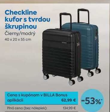 Checkline kufor s tvrdou škrupinou Čierny/modrý 40 x 20 x 55 cm