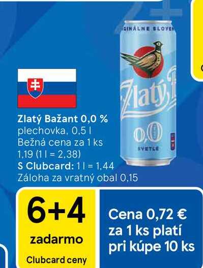 Zlatý Bažant 0,0 % plechovka, 0,5l