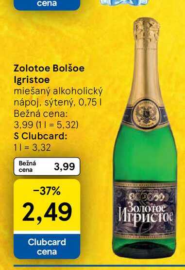 Zolotoe Bolšoe Igristoe miešaný alkoholický nápoj, sýtený, 0,75l