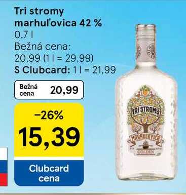 Tri stromy marhuľ'ovica 42% 0.7L