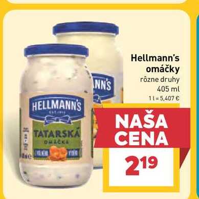 Hellmann's omáčky rôzne druhy 405 ml