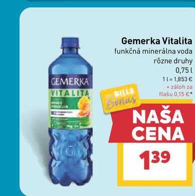Gemerka Vitalita funkčná minerálna voda 0,75l v akcii
