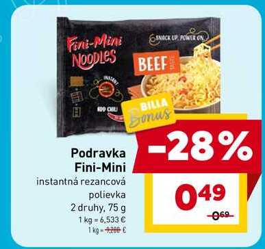Podravka Fini-Mini instantná rezancová polievka 2 druhy, 75 g