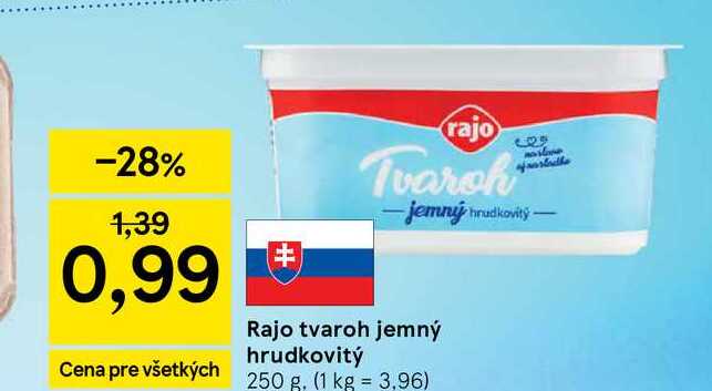 Rajo tvaroh jemný hrudkovitý 250 g