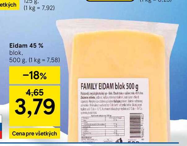 Eidam 45 % blok 500 g