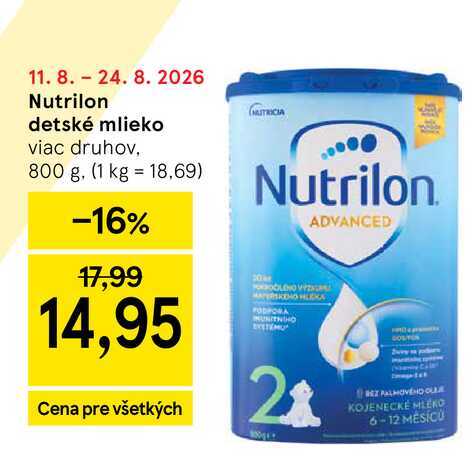 Nutrilon detské mlieko viac druhov, 800 g
