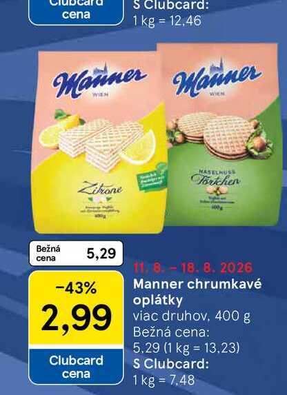 Manner chrumkavé oplátky 400 g
