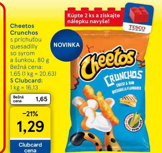 Cheetos Crunchos s príchuťou quesadilly so syrom a šunkou, 80 g