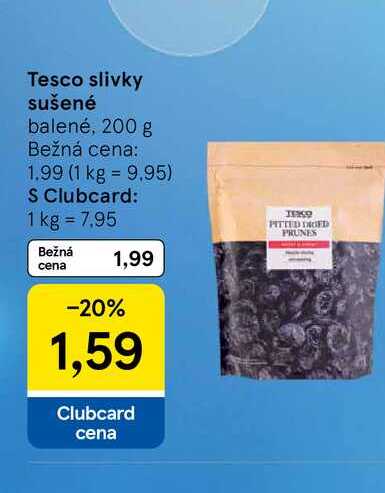 Tesco slivky sušené balené, 200 g