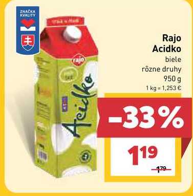 Rajo Acidko biele rôzne druhy 950 g