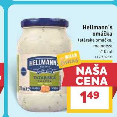 Hellmann's omáčka tatárska omáčka, majonéza 210 ml