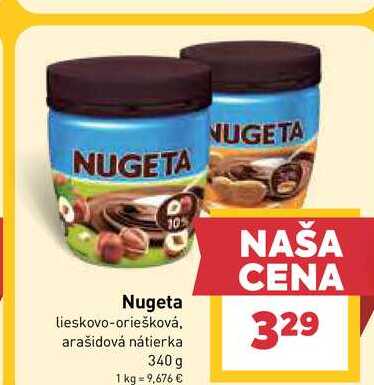 Nugeta lieskovo-oriešková, arašidová nátierka 340 g