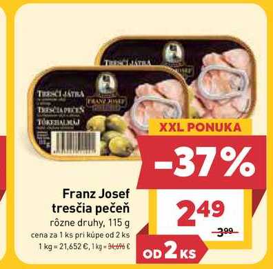 Franz Josef tresčia pečeň rôzne druhy, 115 g