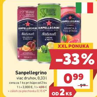 Sanpellegrino viac druhov, 0,33l