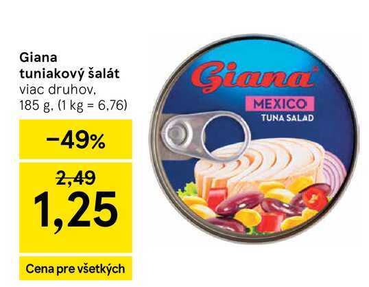 Giana tuniakový šalát viac druhov, 185 g