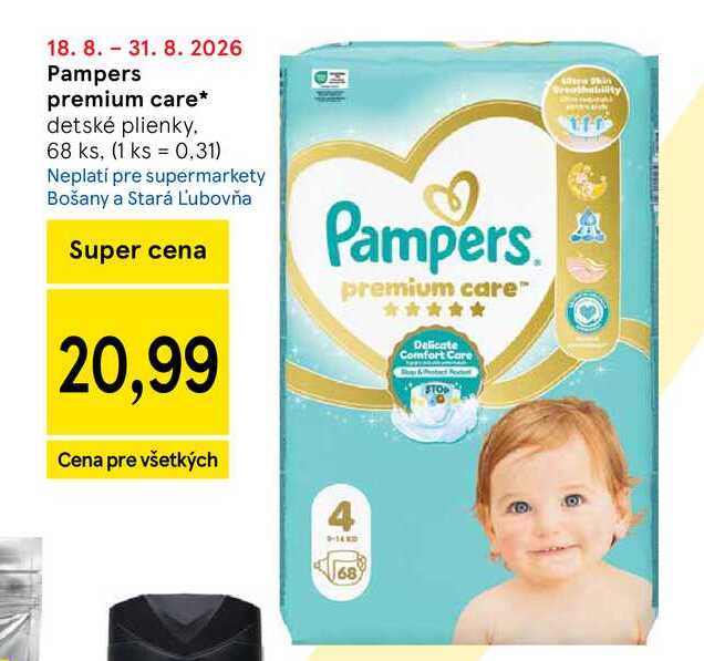 Pampers premium care detské plienky 68 ks