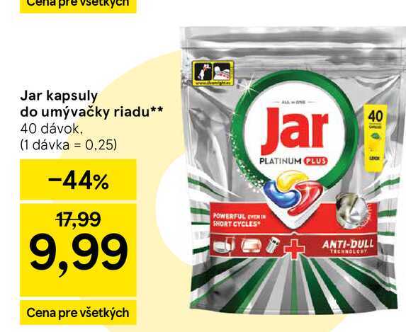 Jar kapsuly do umývačky riadu 40 dávok