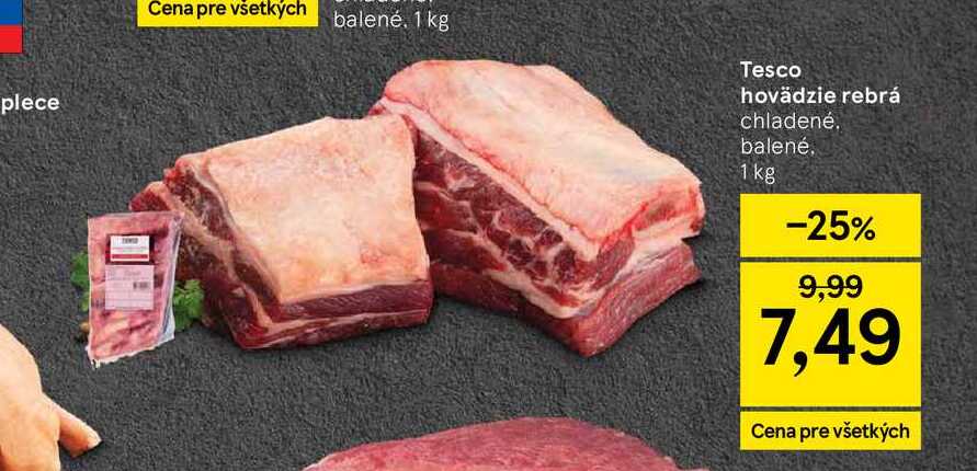 Tesco hovädzie rebrá chladené balené 1 kg