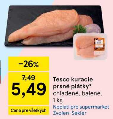 Tesco kuracie prsné plátky chladené, balené 1 kg 