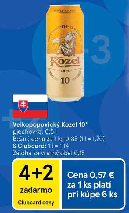 Velkopopovický Kozel 10° plechovka, 0.5l
