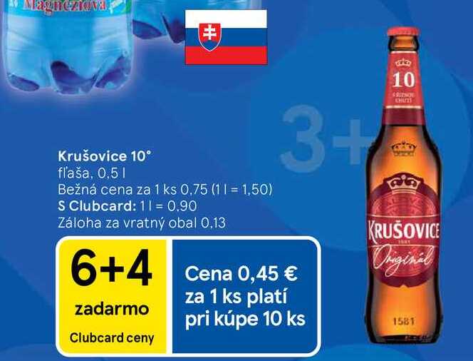 Krušovice 10° fľaša, 0,5 l