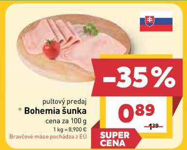 Bohemia šunka cena za 100 g