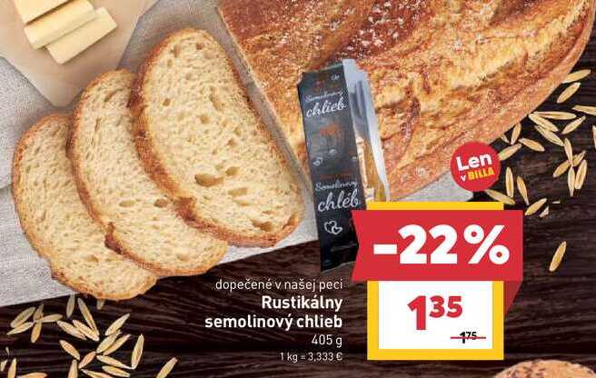 Rustikálny semolinový chlieb 405g