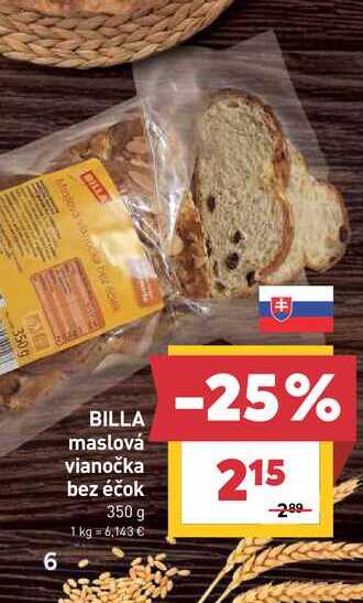 BILLA maslová vianočka bez éčok 350 g