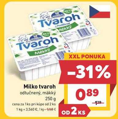 Milko tvaroh odtučnený, mäkký 250 g