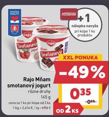Rajo Mňam smotanový jogurt rôzne druhy 145 g