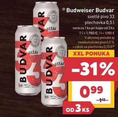 Budweiser Budvar svetlé pivo 33 plechovka 0,5l