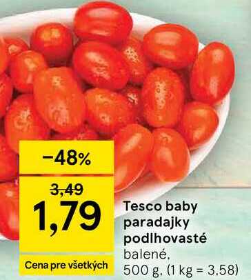 Tesco baby paradajky podlhovasté balené 500 g