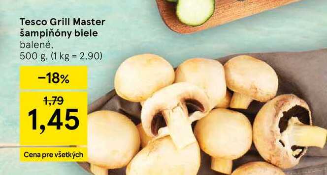 Tesco Grill Master šampiňóny biele balené, 500 g