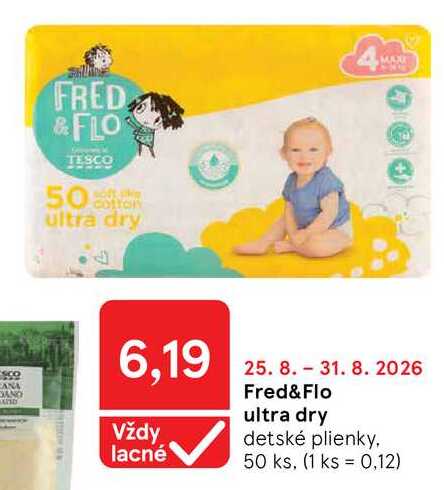 Fred&Flo ultra dry detské plienky 50 ks