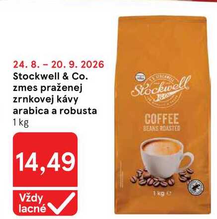 Stockwell & Co. zmes praženej zrnkovej kávy arabica a robusta 1 kg