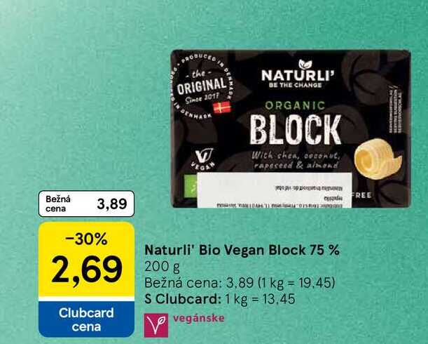 Naturli' Bio Vegan Block 75 % 200 g