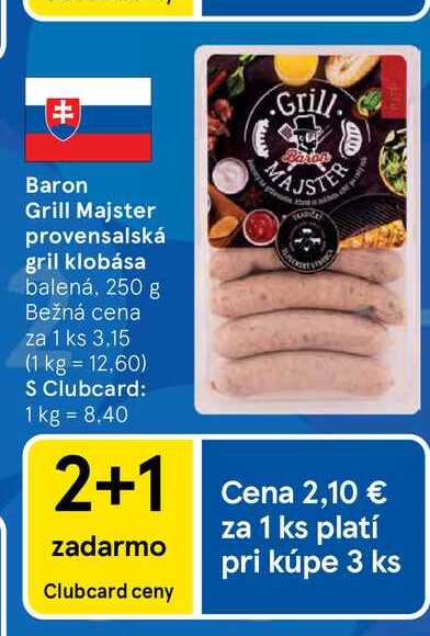 Baron Grill Majster provensalská gril klobása balená, 250 g