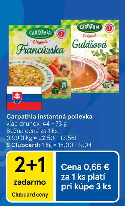Carpathia instantná polievka viac druhov, 44 - 73 g 