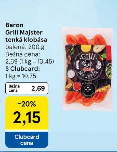 Baron Grill Majster tenká klobása balená, 200 g