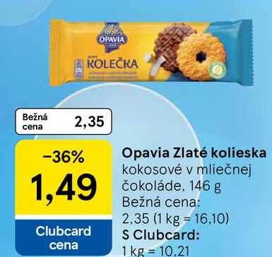 Opavia Zlaté kolieska kokosové v mliečnej čokoláde 146 g